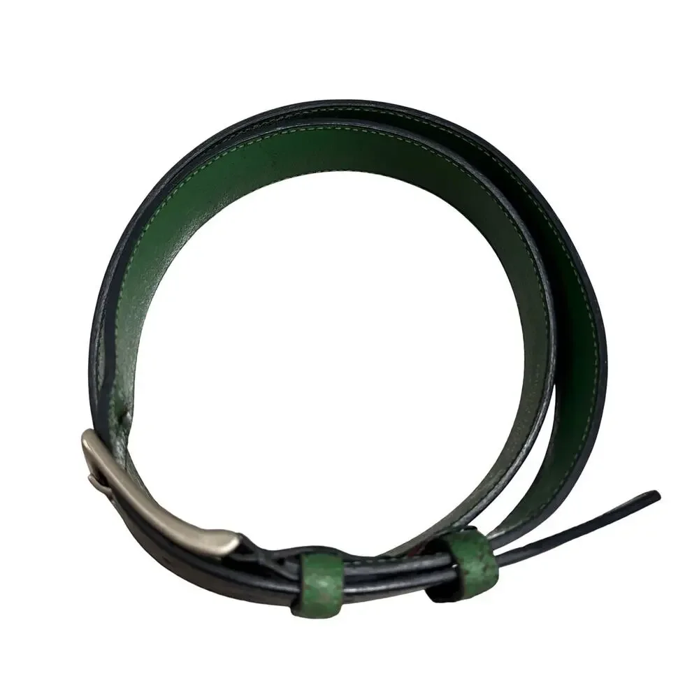 Piero Gabrieli Italy Black Green Leather Dress Belt Men’s Size 42